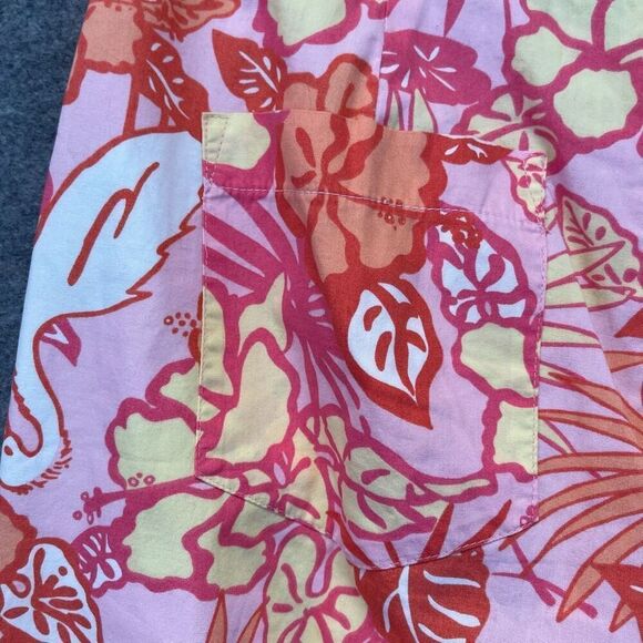Lilly Pulitzer Floral Print Pants Size 4 Tropical Hibiscus Flamingo Capri Cotton - Picture 12 of 14